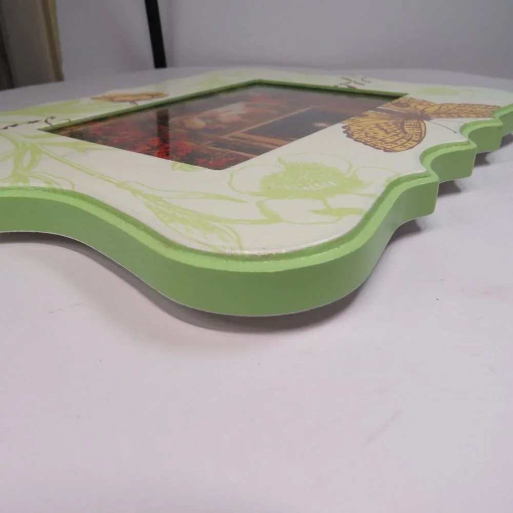 Orange Lime Green Floral Butterfly Picture Frame
